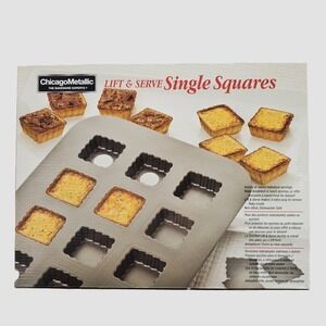 Chicago Metallic Lift & Serve 12 Single Squares Non-Stick Quiche Tart Pan 26635